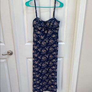 Lush Blue and White Sundress Sleeveless Midi